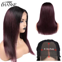 Cheap HANNE 4*4 Lace Closure Wigs 1B/#99J Color Ombre Human Hair Wigs With Baby Hair Straight 150% Density Brazilian Hair Wig in Stock Cheap HANNE 4*4 Lace Closure Wigs 1B/#99J Color Ombre Human Hair Wigs With Baby Hair Straight 150% Density Brazilian Hair Wig in Stock