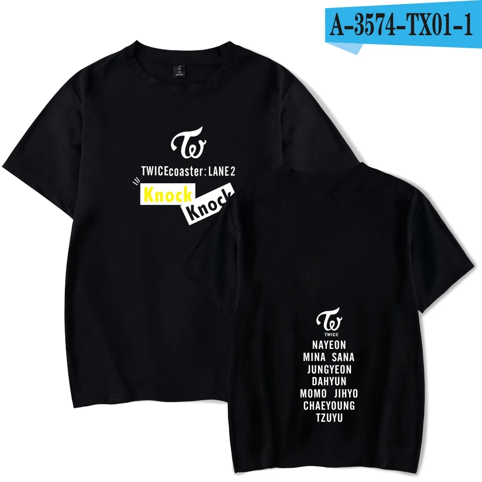 Kpop K-pop Корейская футболка с двойным принтом короткая Футболка Kpop Fans Женская харауку с двойным принтом Летняя мужская Повседневная Популярная футболка 4XL одежда - Цвет: Black