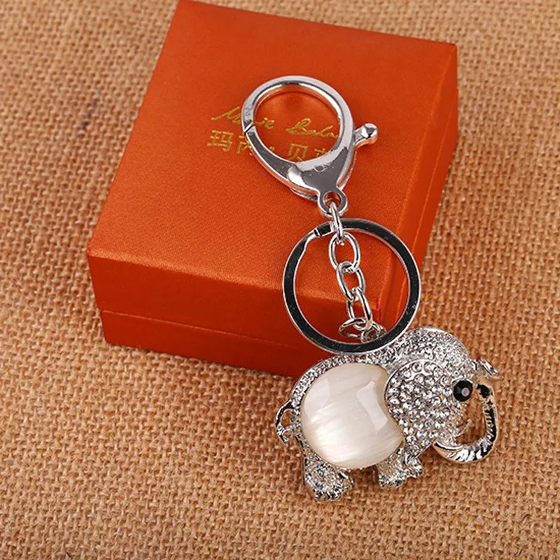 Шарм милый брелок для ключей Стразы сплав Слон кольцо держатель брелок кулон AZL670