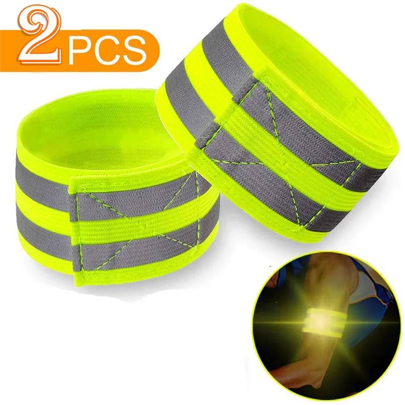 2pcs Reflective Armband High Safety Visibility Reflective Security Wrist Belt For Night Running Walking Cycling #2D22 (3)