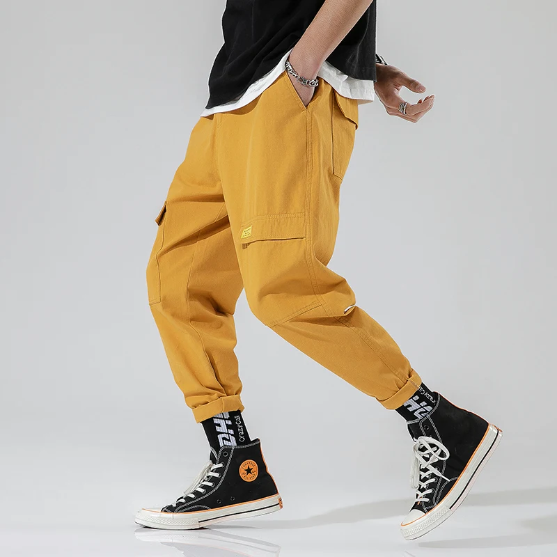 

Spring Brand Clothing Pants Men Fitness Hip Hop Joggers Trousers Solid Multi-Pocket Colors Loose Harem Pants Men 2019 Streetwear