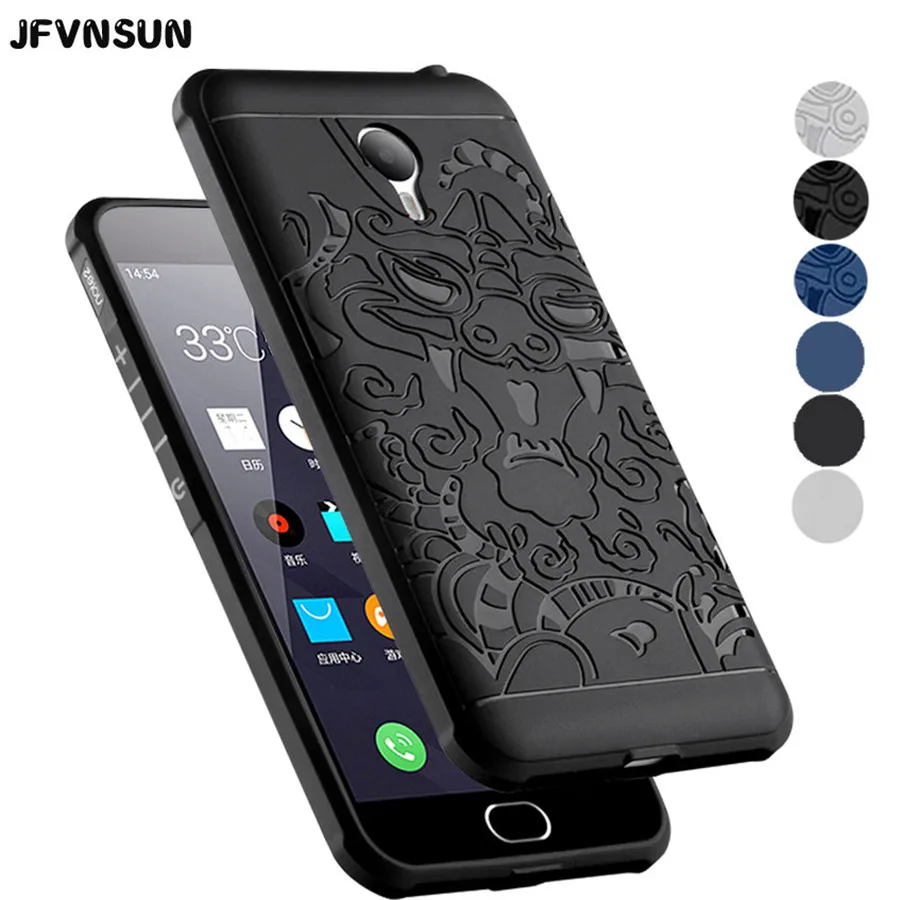 

For Meizu M2 Note Case 5.5" 3D Carved Dragon Pattern Case for Meizu M2 Note Cover NEW Rubber Armor 360 Full Protective Phone Bag