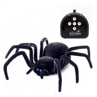 Electronic pet Remote Control Simulation tarantula Eyes Shine smart black Spider 4Ch Halloween RC Tricky Prank Scary Toy gift 1
