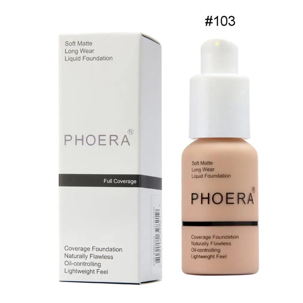 PHOERA Perfect beauty Жидкая основа для лица Мягкая матовая длинная одежда покрытие маслом основа - Цвет: 103