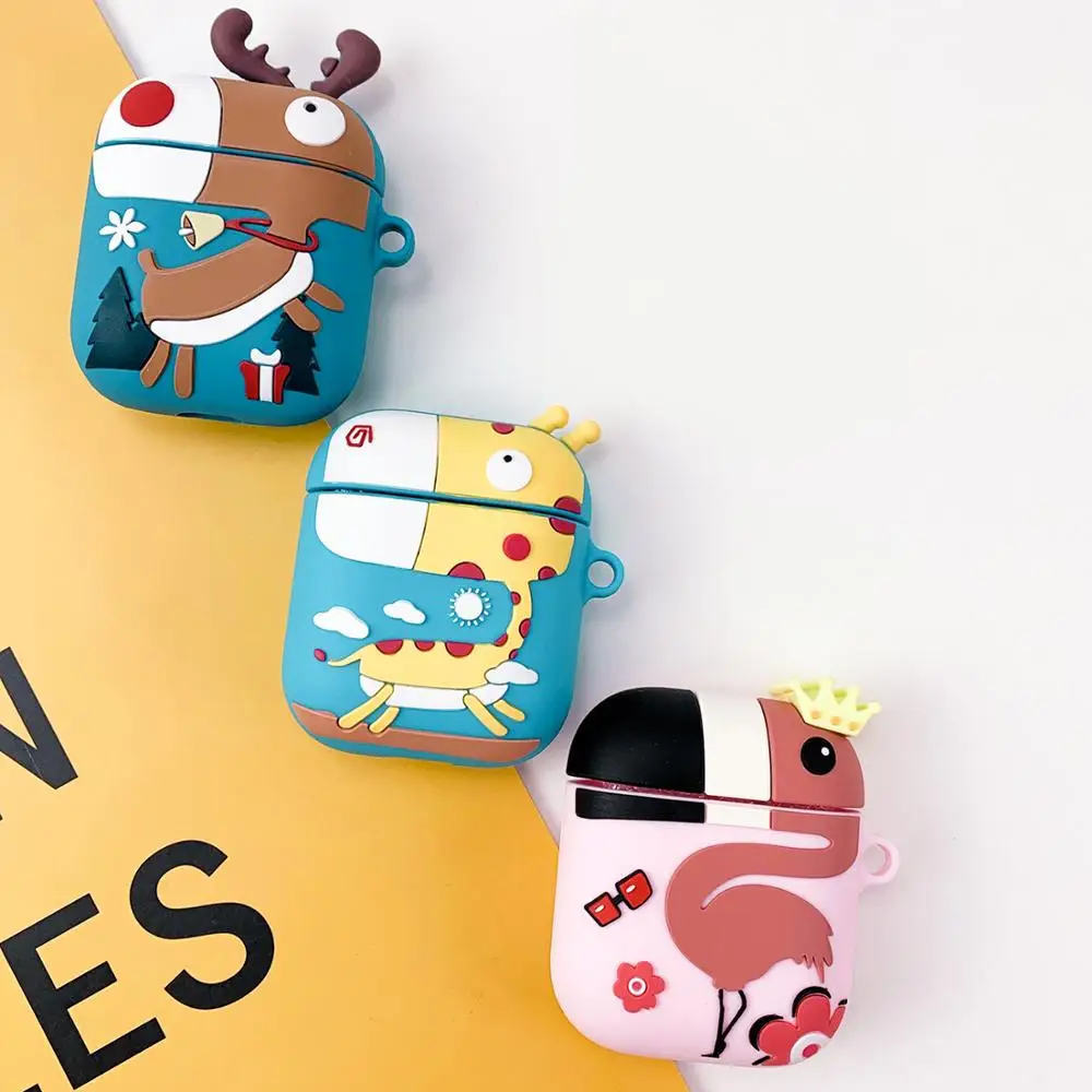 Чехол для наушников airpods 1/2 чехол мягкий силиконовый милый мультяшный дизайн apple