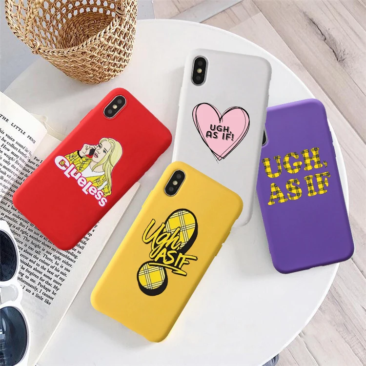 

Clueless ugh, as if Colored soft silicone Phone Case Soft Silicone Cover For Apple iPhone 6 6s 7 8 Plus X XR XS MAX