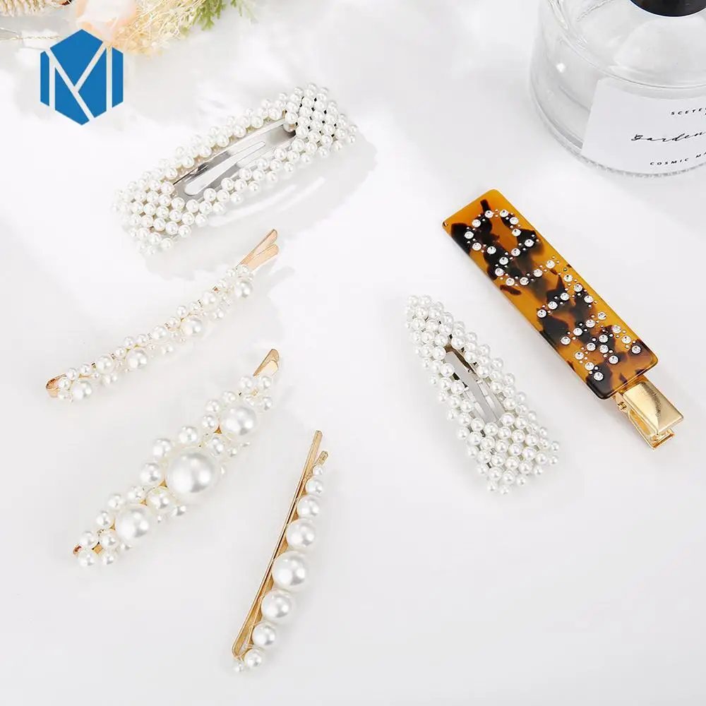 

M MISM Hair Clips Mash Up pearl Acrylic Hairpins Hollow Waterdrop Acrylic barrettes Shiny Tin Foil Sequins Hairpin Hair Clip