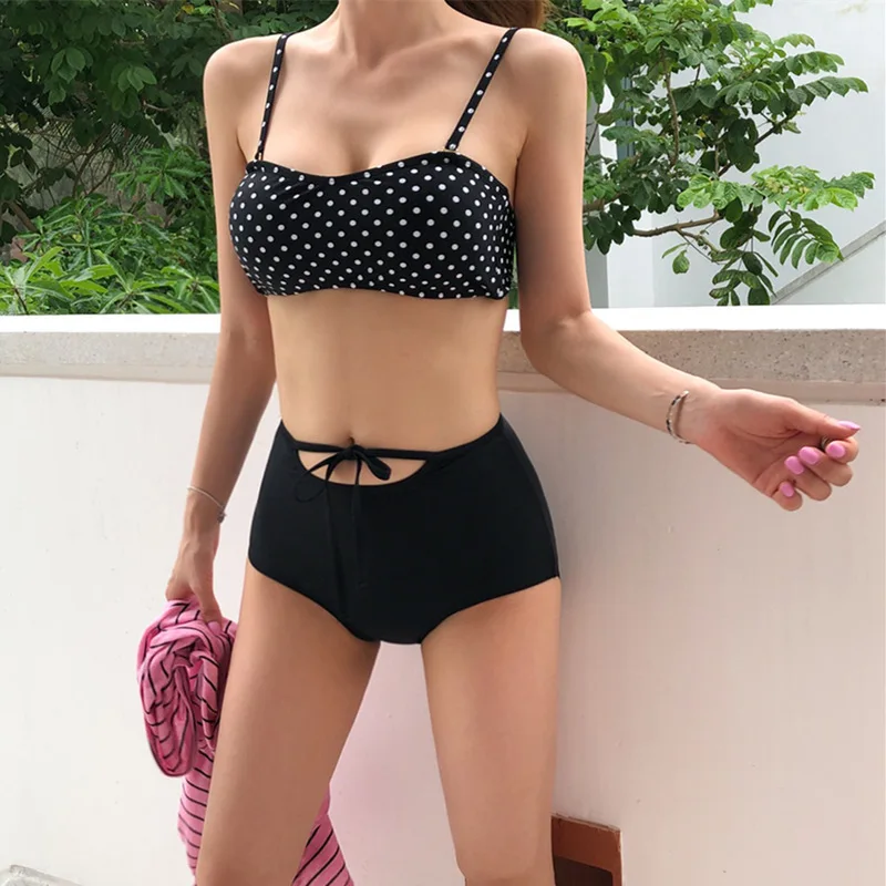 

Sexy Bathing Suit Women Swimwear Push Up Swimsuit Plus Size Bikinis Woman Retro Split High Waist Japanese Korean New Solid