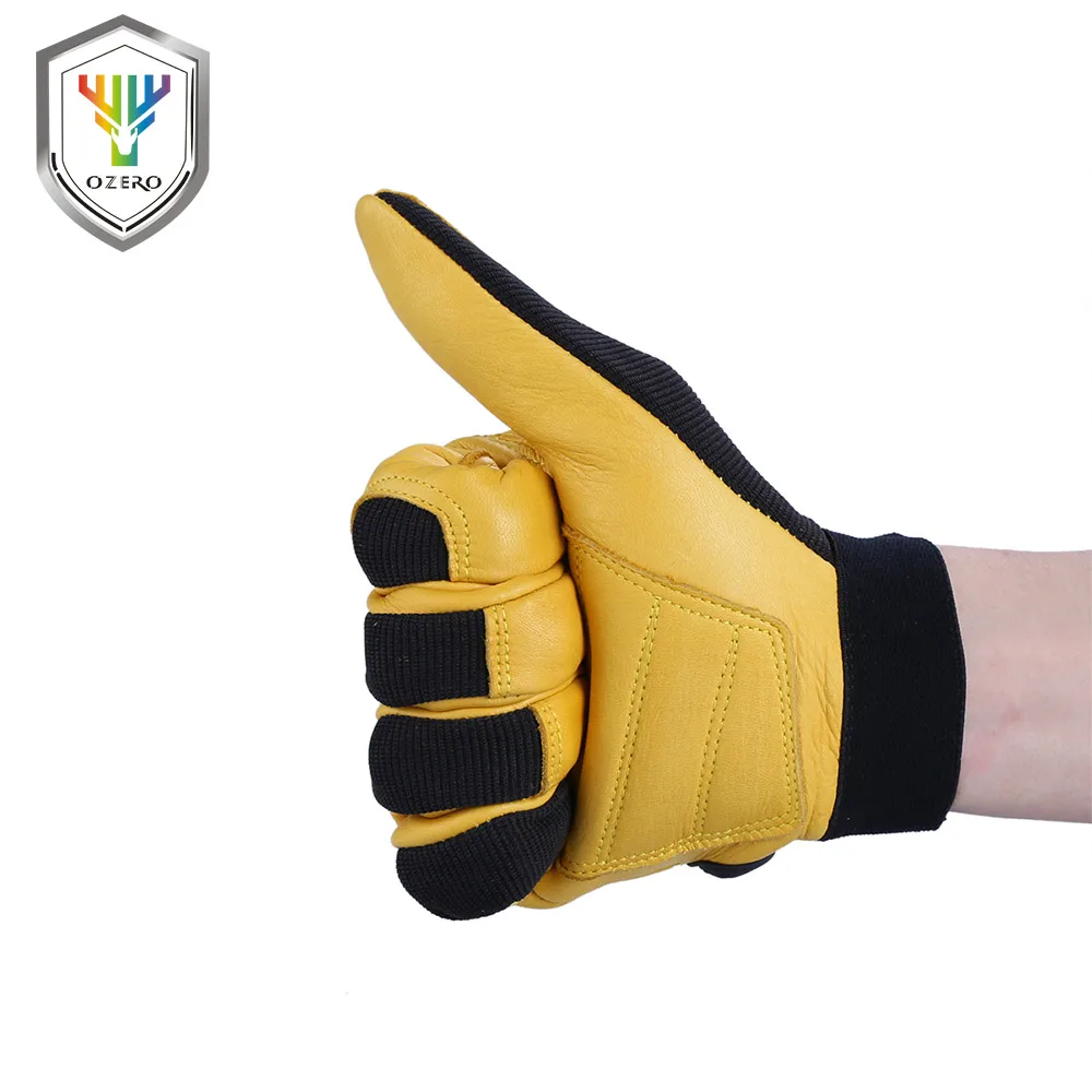OZERO Men's Work Gloves Deerskin Leather Driver Security Protection Wear Safety Workers Working Racing Moto Gloves For Men 8003 OZERO Men's Work Gloves Deerskin Leather Driver Security Protection Wear Safety Workers Working Racing Moto Gloves For Men 8003