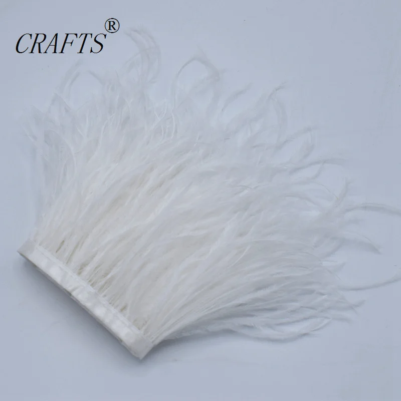 От 1 м до 10 м пушистые 10-15 см страусиные перья обрезаны ткань сторона с DIY платье Швейные аксессуары - Цвет: milk white