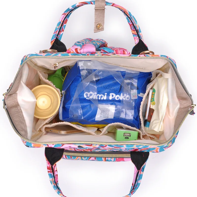 Модное путешествие в мумию рюкзак сумка под подгузники для коляски Роза Печать подгузник Chagnging сумки Органайзер кормящих Wetbag сумка для мамы
