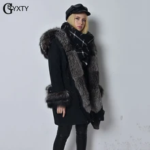 GBYXTY, зимний, толстый, длинный пуховик, женский, роскошный, натуральный Лисий мех, воротник, утиный пух, пуховик, куртка, парка, feminina, ZA719