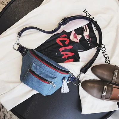Поясная сумка, женская джинсовая поясная сумка, женские сумки-мессенджеры, пояс, кошелек, сумка для денег, холщовая поясная сумка, сумка для путешествий, Bolsa Feminina - Цвет: Dark Blue