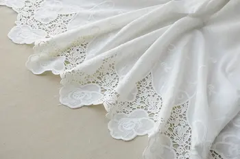 

cotton lace fabric with scalloped border, hollowed out lace fabric