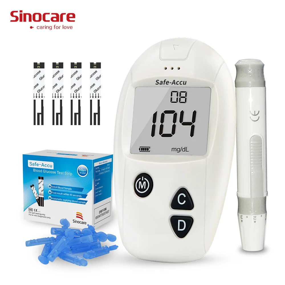 

mg/dL VS mmol/L Sinocare Safe-Accu Blood Glucose Meter 50 Separated Test Strips Lancets Exact Glucometer Diabetes Tester