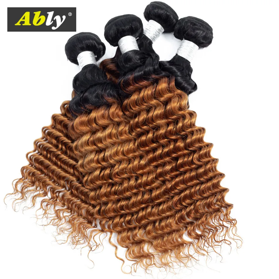 1B/ 30 Hair Bundles 4 Pcs Deals Brazilian Ombre Human Hair Weave Remy