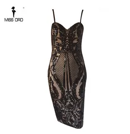 Missord, сексуальное платье с v-образным вырезом, открытыми плечами, открытой спиной, с блестками, облегающее платье, женские элегантные вечерние мини-платья, Vestdios FT18745 - Цвет: Черный