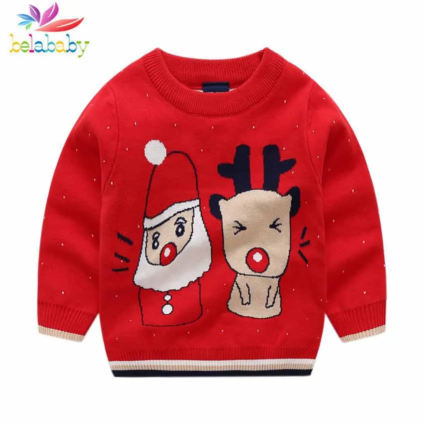 Belababy Children Autumn Sweater 2018 New Baby Girls&Boys Christmas Costume Santa Claus&Cartoon Pattern Clothes For Teenage