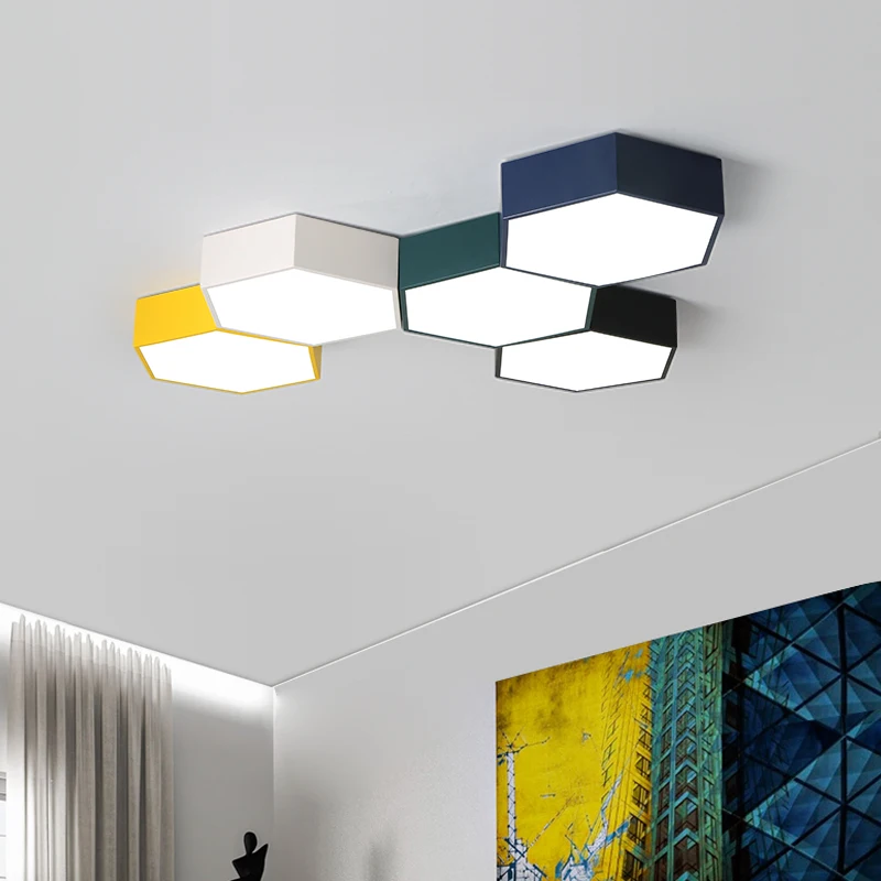 

Modern LED Ceiling lights for bedroom study Combination honeycomb design indoor lighting Five colors Luz de techo led strip