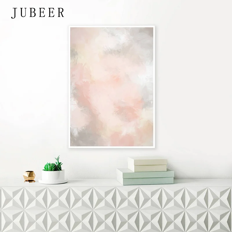 

Nordic Style Blush Pink and Grey Posters and Prints Pink Abstract Canvas Painting Extra Large Wall Art Decoration Picture