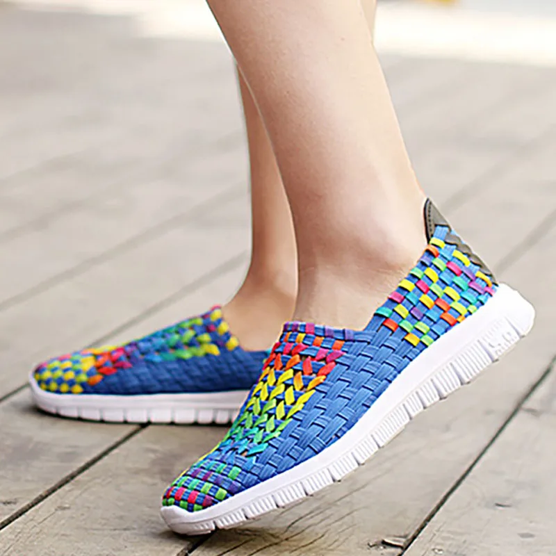2019 Summer Women Shoes Flats Woven Sneakers Shoes Woman Female Ballet Flats Multi EVA Loafers zapatos de mujer Ladies Shoes