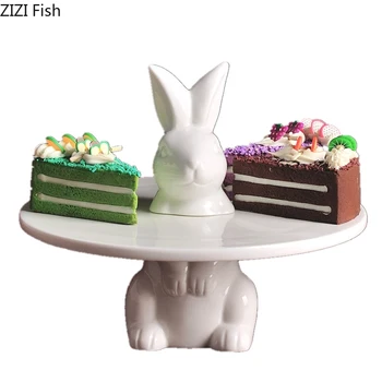 

Rabbit Shape Ceramics Cake Tray Wedding Party Dessert Display Stand Fondant Cake Decorating Tools Home Decorating Tools