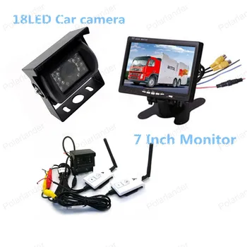 

TFT LCD screen 7 Inch Car Rear View Monitor with Parking HDMI 18 LED rearviwe camera wireless receiver transmitter kit