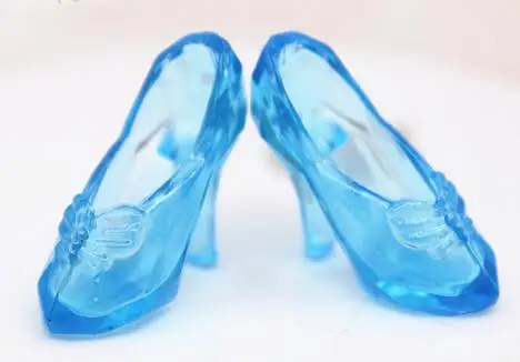 NK/10 пар; имитация сказочных туфель с кристаллами для Золушки; модная кукольная обувь принцессы; Босоножки на каблуке для куклы Барби; детские игрушки - Цвет: Blue
