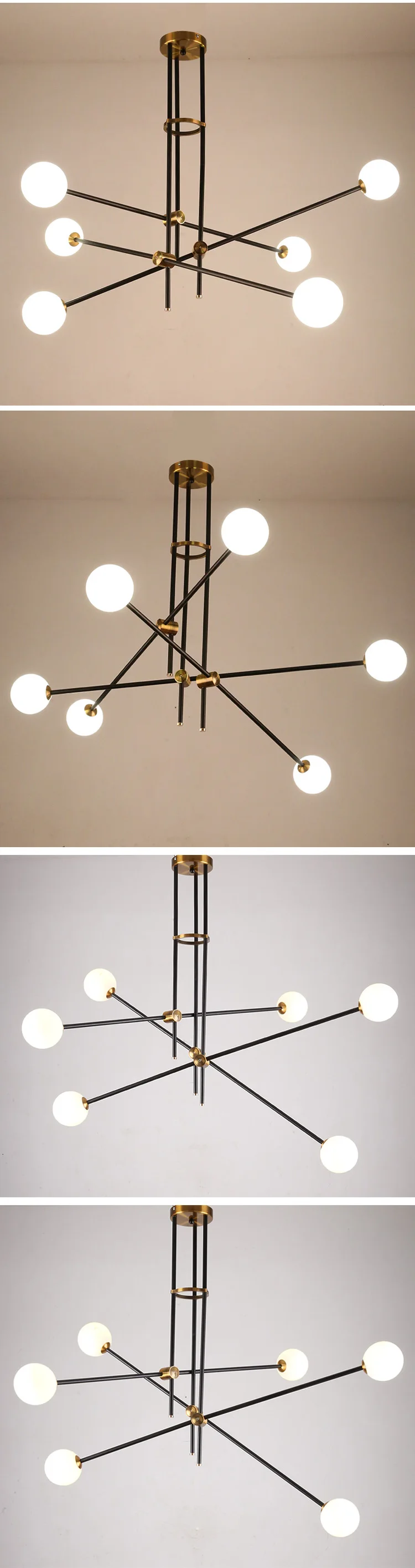 Подвесная лампа в виде молекул из стеклянного шара для гостиной, современный простой американский подвесной светильник в виде фасоли с длинной трубкой