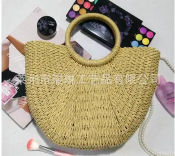 

35x25CM Exquisite Straw Handbag Bag Women Casual Holiday Straw Beach Bag Straw Handbag A4667