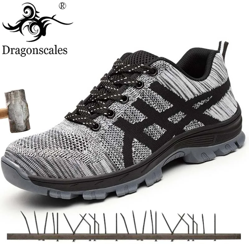 Comprar Zapatos de seguridad de trabajo con puntera de acero de malla de verano transpirable informal de talla grande para hombre