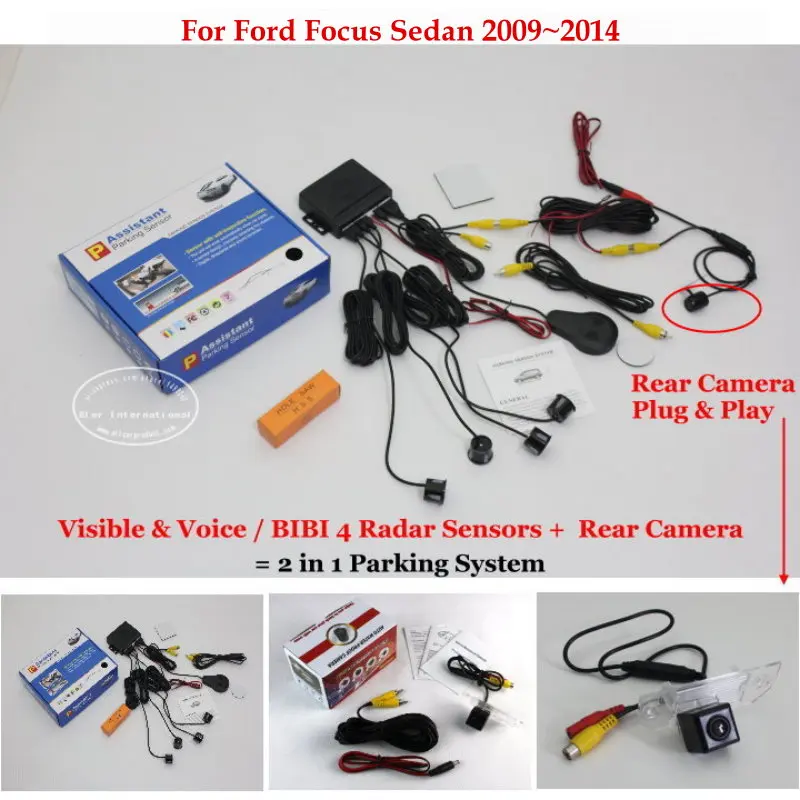 

Liislee For Ford For Focus Sedan 2009~2014 - Car Parking Sensors + Rear View Camera = 2 in 1 Visual / BIBI Alarm Parking System