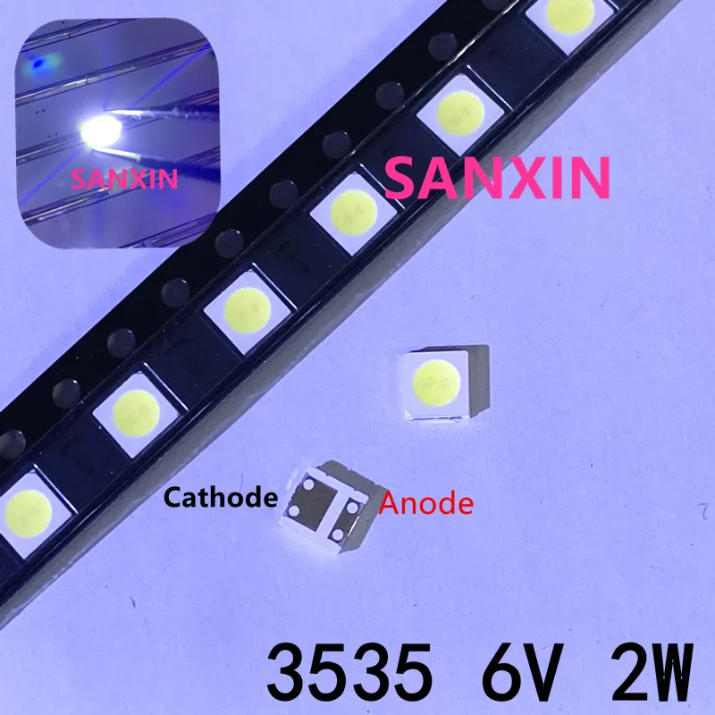 100 шт. 2 Вт 6 в 3535 подсветка телевизора LED SMD диоды холодный белый ЖК-телевизор Televisao
