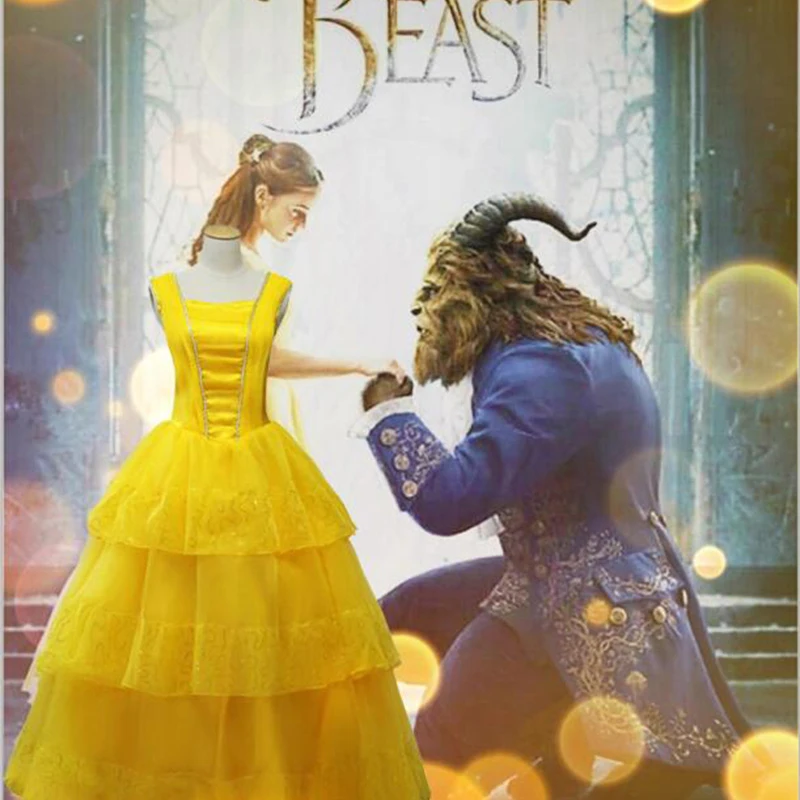 Princess Costume Dress Carnival Belle Beauty and The Beast Ball Gown for Girls
