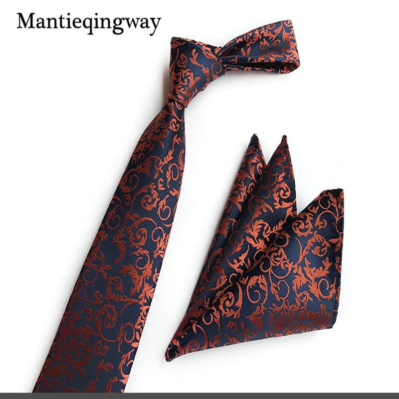 Mantieqingway модные Для мужчин s Пейсли галстук + Hankerchief набор Gravatas Бизнес набор для мужской костюм бренд Галстуки Галстук Hanky