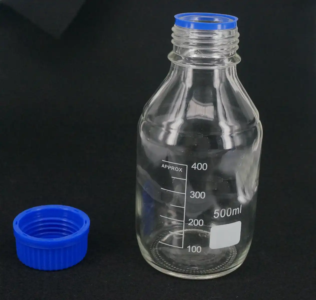 500ml Graduated Round Glass Reagent Bottle Blue Screw Cap Screw On
