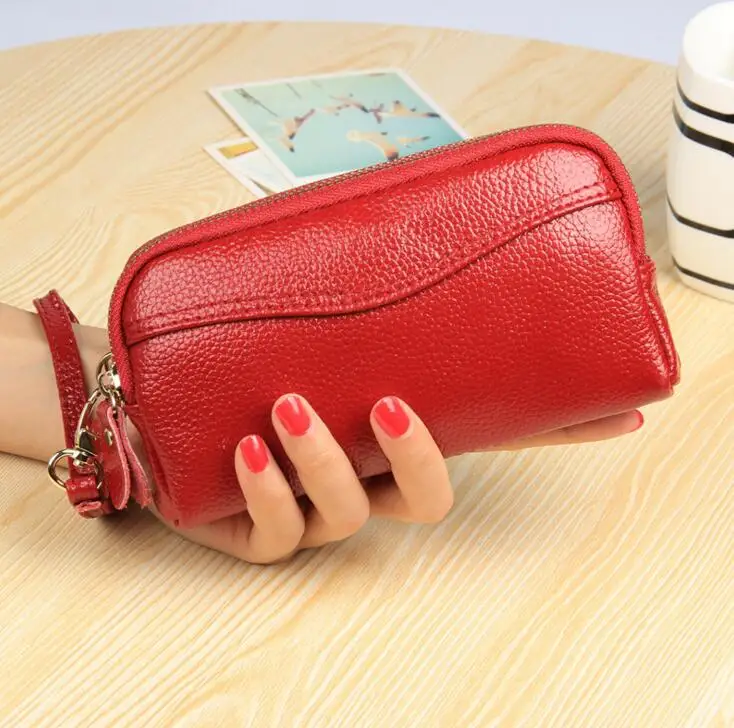 Comprar La nueva bolsa de cuero de la moda europea y americana bolsa de teléfono móvil con doble cremallera para mujer bolso de mano cero bolso