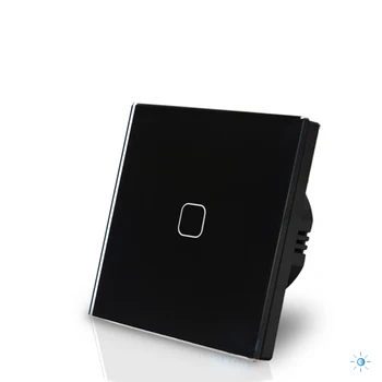 

beautiful EU style black 1 gang 1 way touch wall switch good quality light switch single live line tempered glass with backlight