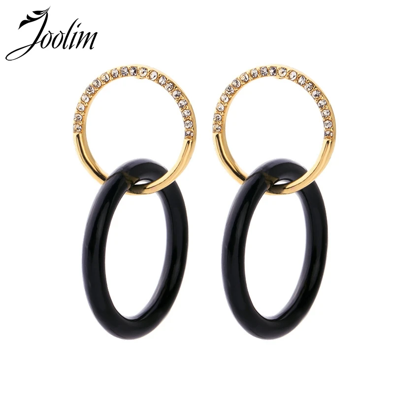 

Joolim Black Link Hoop Earring Chic Earring Wholesale