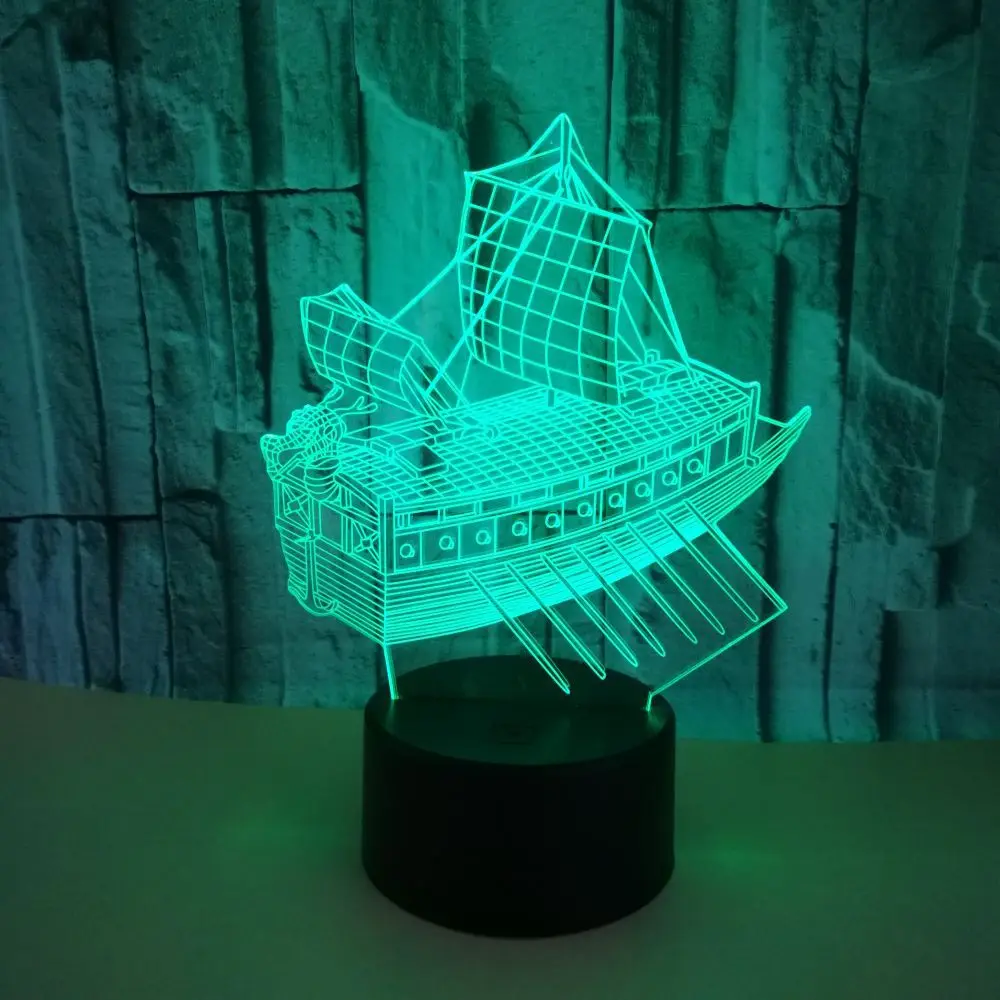 Новый парусник 3d огни красочный сенсорный Led стерео видение маленький ночник