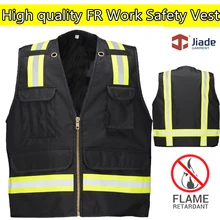 Jiade высокое качество Огнезащитных Одежда безопасности светоотражающий жилет FR черный жилет рабочая жилет