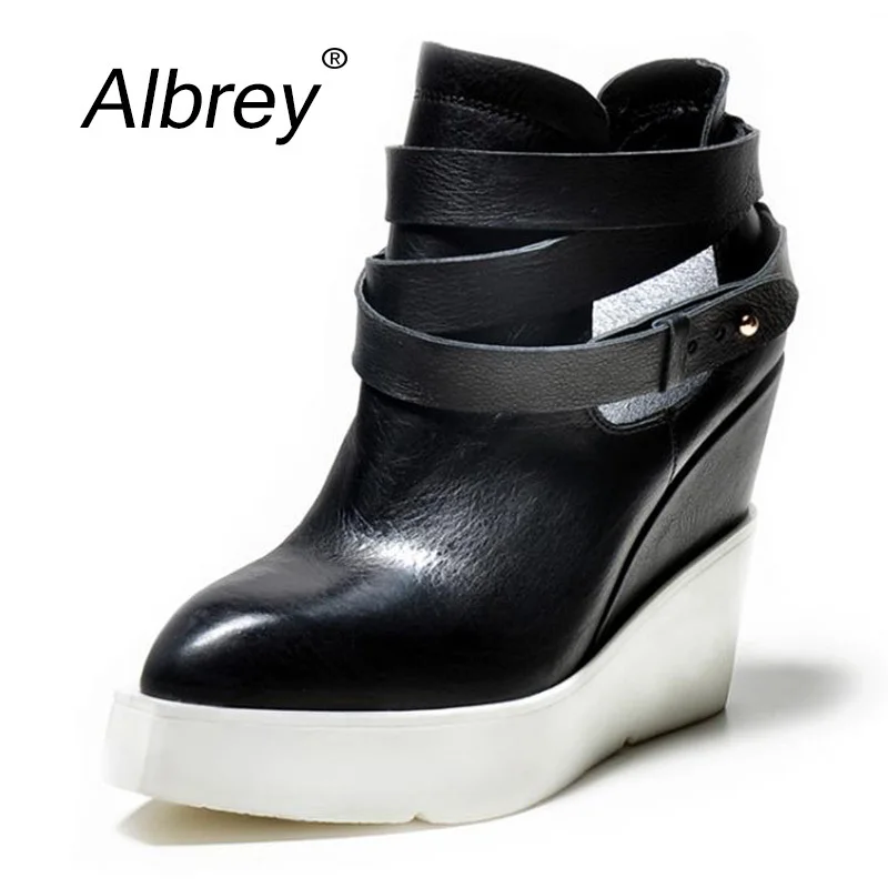 wedge heel motorcycle boots
