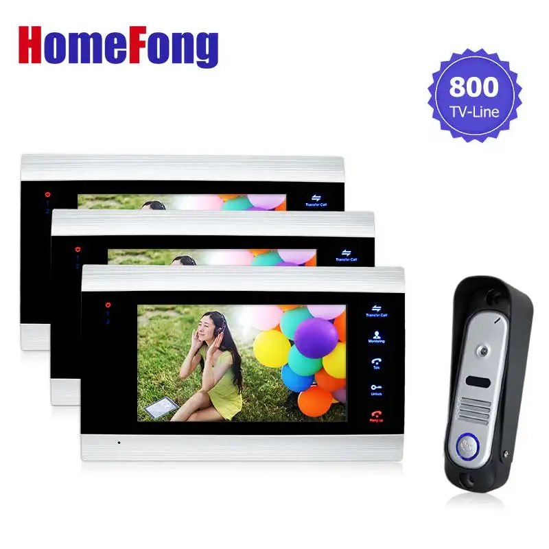 

Homefong Wired Doorbell video Intercom System 1v3 Intercom Camera Video Door Phone Color Doorbell Camera Day/Night Vision