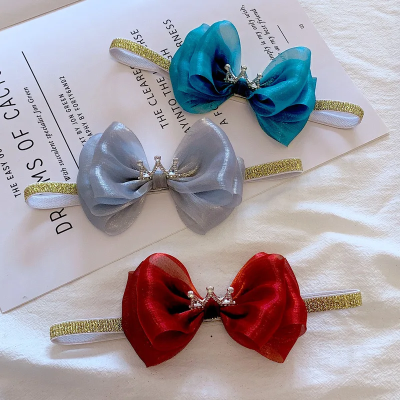 

Бутик 15 шт. модные блестящие диадемы банты ободки Твердые КОРОНА глянцевый бант мягкие повязки для волос принцесса головные уборы аксессуары для волос