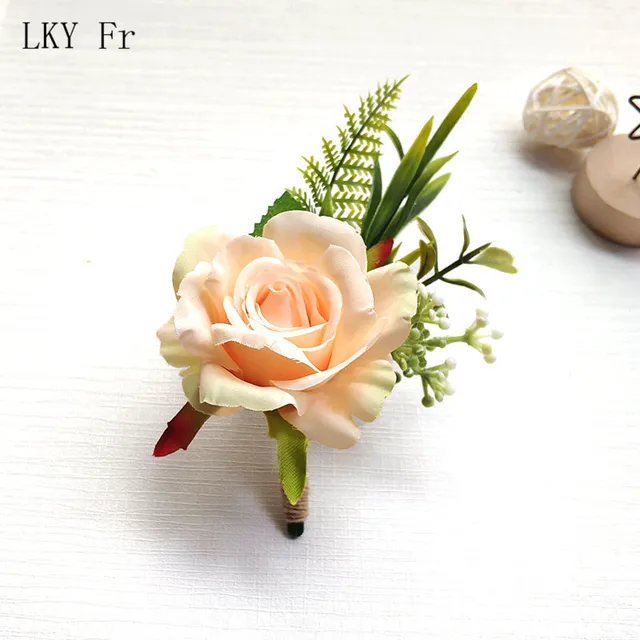 LKY Fr Boutonniere Flowers Corsage Pin Boutonniere Buttonhole Men Wedding Bracelet Bridesmaid Wedding Buttonhole Witness Corsage B Corsage