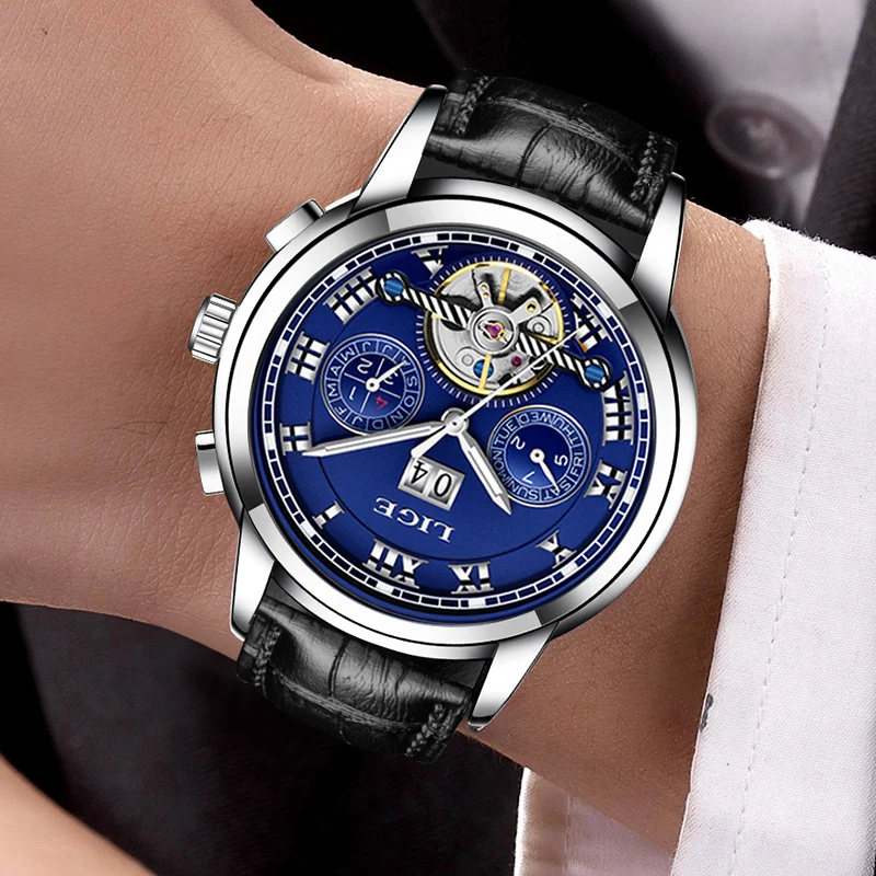 LIGE Men Watch Top Brand Luxury Date Leather Automatic Watches Mens Business Waterproof Sports Wrist watch Relogio Masculino+box LIGE Men Watch Top Brand Luxury Date Leather Automatic Watches Mens Business Waterproof Sports Wrist watch Relogio Masculino+box