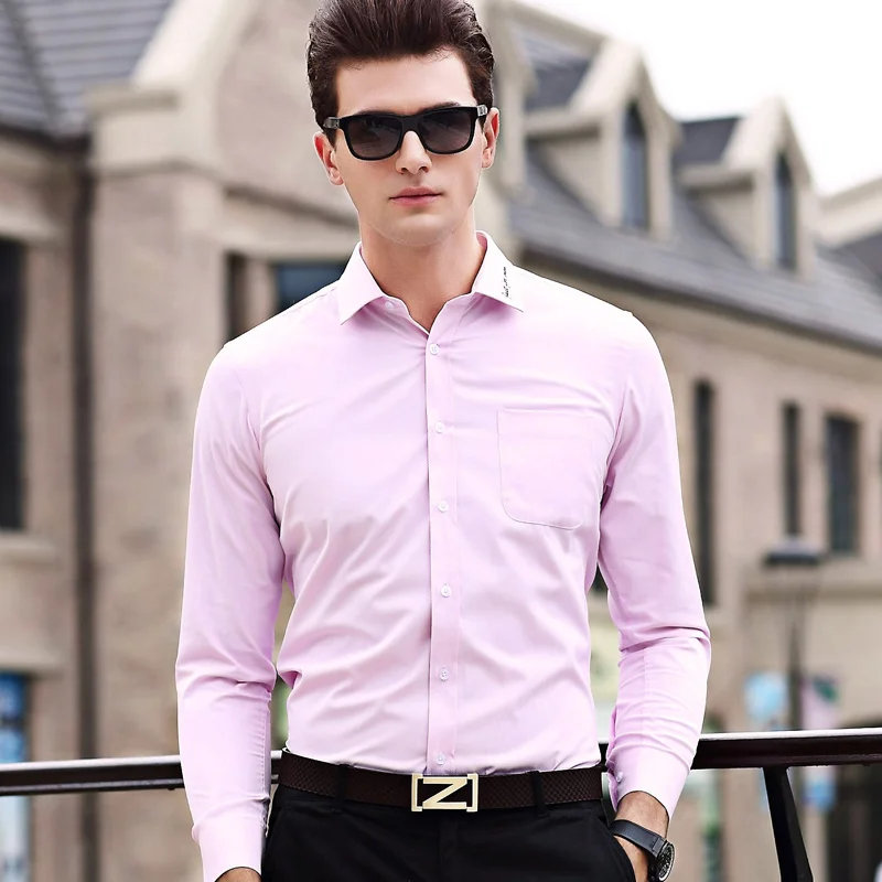 New 2017 Men S Business Formal Shirt Solid Color Dress New 2017 Men S Business Formal Shirt Solid Color Dress Office Wear Male Shirts Camisa Masculina Social Homme In Casual From