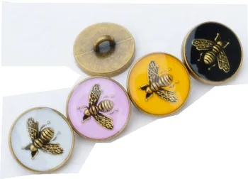 

Wholesale 10 pieces 2018 New High-grade metal Retro gold bee jacket Overcoat Buttons Shirt Cotton coat Button 15mm Free shipping