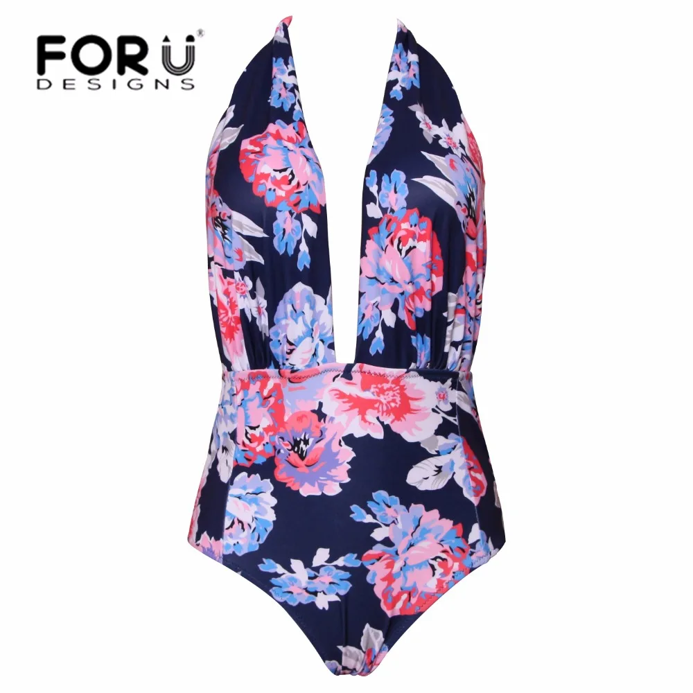 FORUDESIGNS One Piece Swimsuit Plus Size Swimwear Women High Waisted