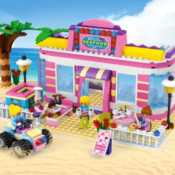 

DIY Colorful City Assembled Blocks Children Creative Toys Girl Swimming Pool Beach House Model Toys Gifts Compatible Most Brands